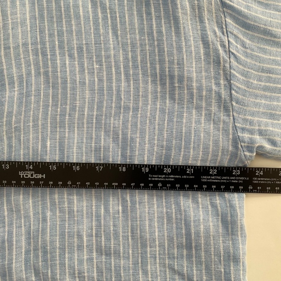 Vitamin A Playa Linen Boyfriend Shirt Sz S Blue Summer Stripe EcoLinen Beachy - Picture 6 of 12